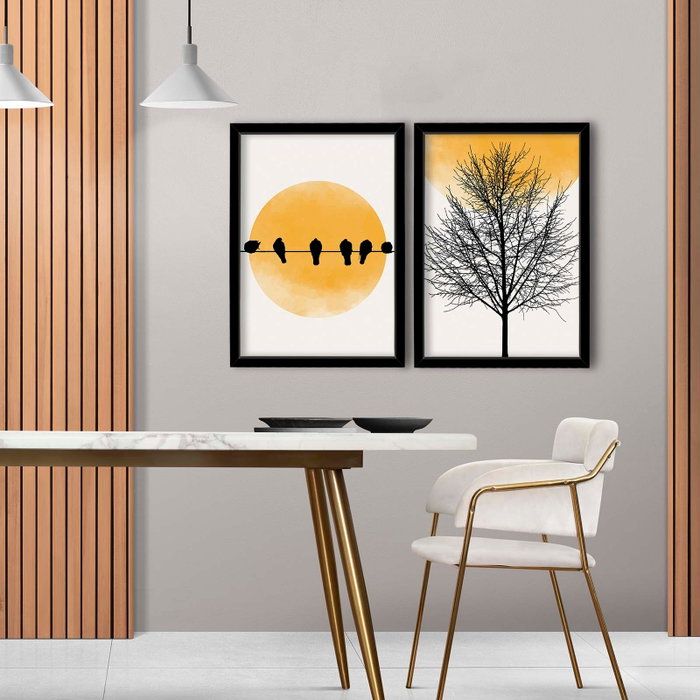 Wallity Cuadros Decorativos de MDF con Marco de Madera (2 Piezas) Multicolor